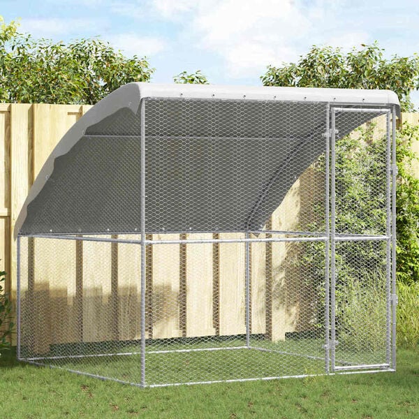 vidaXL Chicken Cage Silver 6.56 x 6.56 x 6.56 ft Galvanised Steel