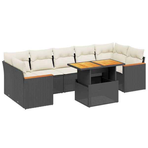 vidaXL Garden Sofa Set Black, Cream White