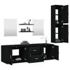 vidaXL Bathroom Furniture Set Black Engineered wood, glass Large