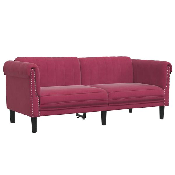 vidaXL Sofa Wine red Velvet (100% polyester), plywood, solid wood 2-seater