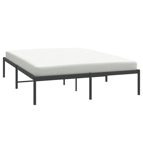 vidaXL Bed Frame Black Powder-Coated Steel Full Bed Frame Rectangular