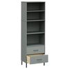 vidaXL Bookcase Grey Solid pine wood Tall Bookcase Rectangular