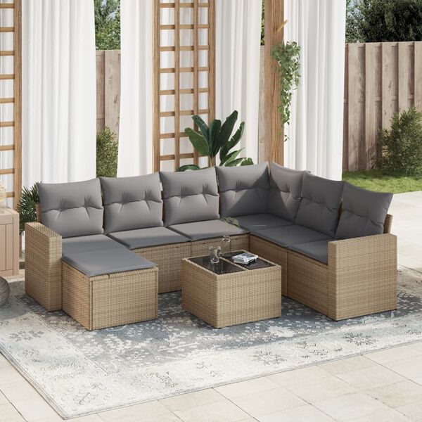 vidaXL Garden Sofa Set Beige, Light grey