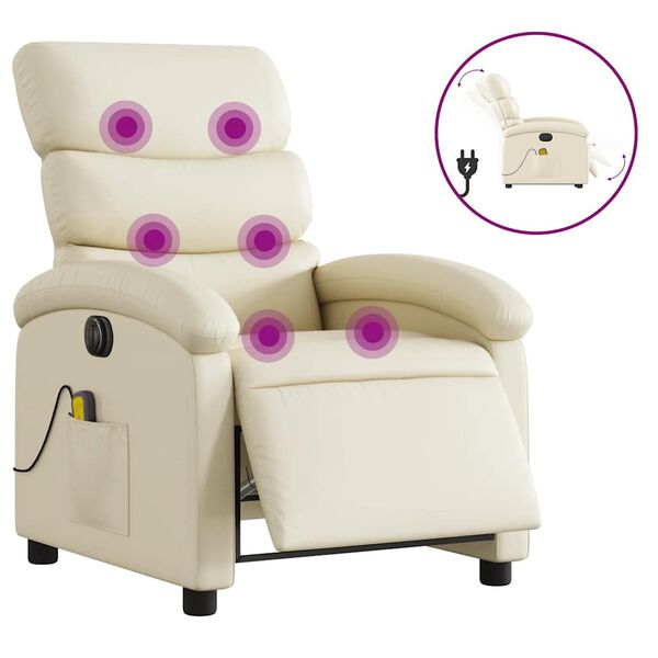 vidaXL Electric Massage Recliner Chair Cream