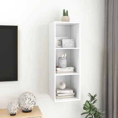 vidaXL Wall-mounted TV Stand White 14.6"x14.6"x42.1" Engineered Wood