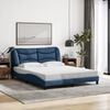 vidaXL Bed Frame Blue 100% polyester fabric, metal, solid pine wood, plywood