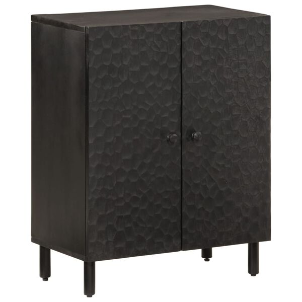 vidaXL Side Cabinet Black Solid Mango Wood, Engineered Wood, Iron