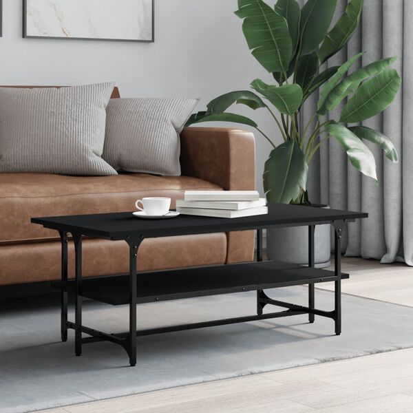 vidaXL Coffee Table Black Engineered wood, metal Medium Coffee Table