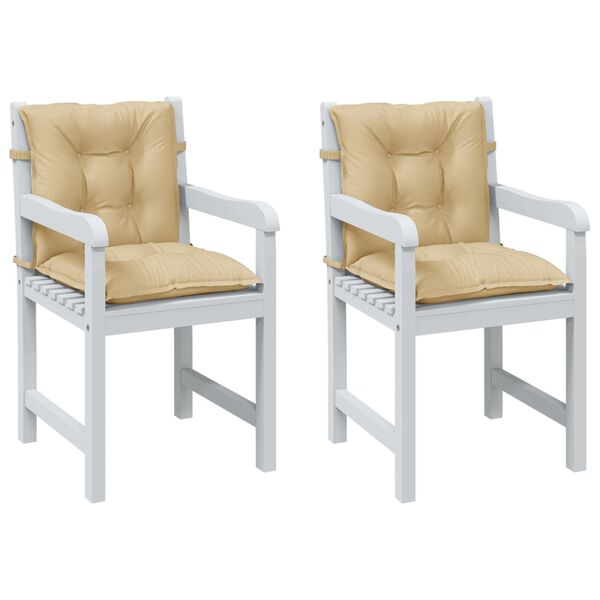vidaXL Lowback Chair Cushion Set of 2 Melange Beige 100% Polyester