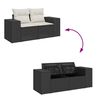 vidaXL Garden Sofa Set Black PE Rattan Large Adjustable Feet