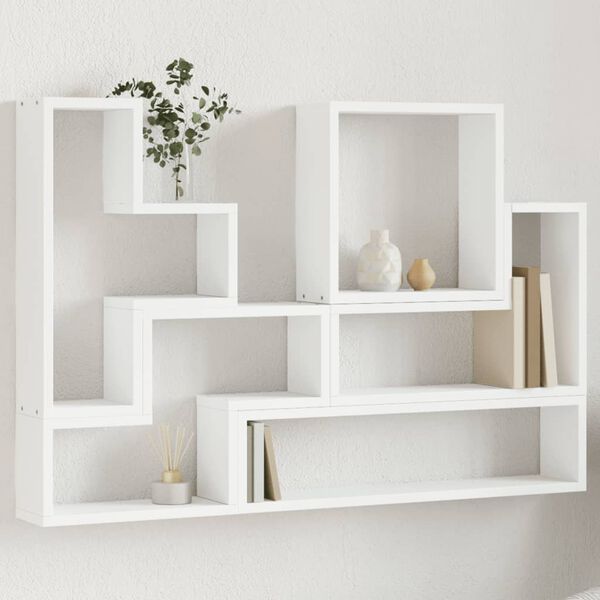 vidaXL Wall Shelf White Engineered Wood 37.8 x 4.7 x 25.2 in
