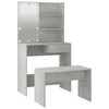 vidaXL Dressing Table Set with LED Concrete Grey Engineered Wood Medium