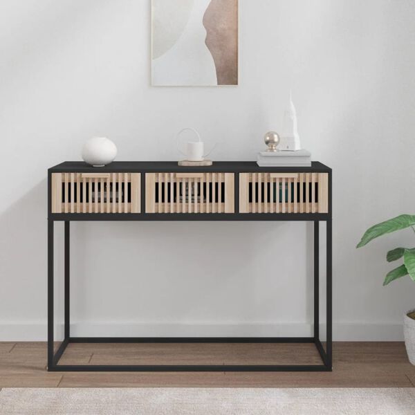 vidaXL Console Table Black Engineered wood, iron Narrow Console Table
