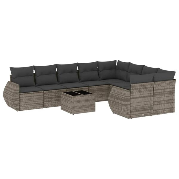 vidaXL Garden Sofa Set Grey PE rattan Large Modular Garden Sofa Set