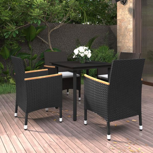 vidaXL Garden Dining Set Black, Cream White