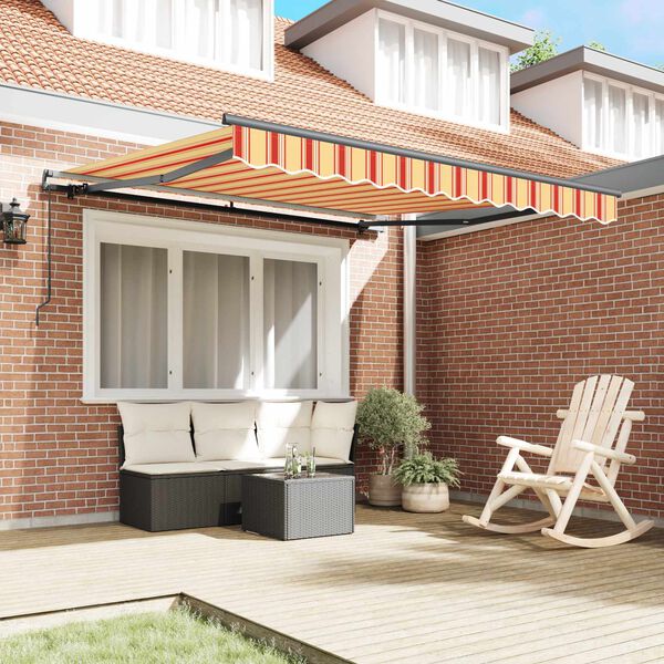 vidaXL Retractable Awning Manual Yellow and Orange 118.11 x 98.43 in