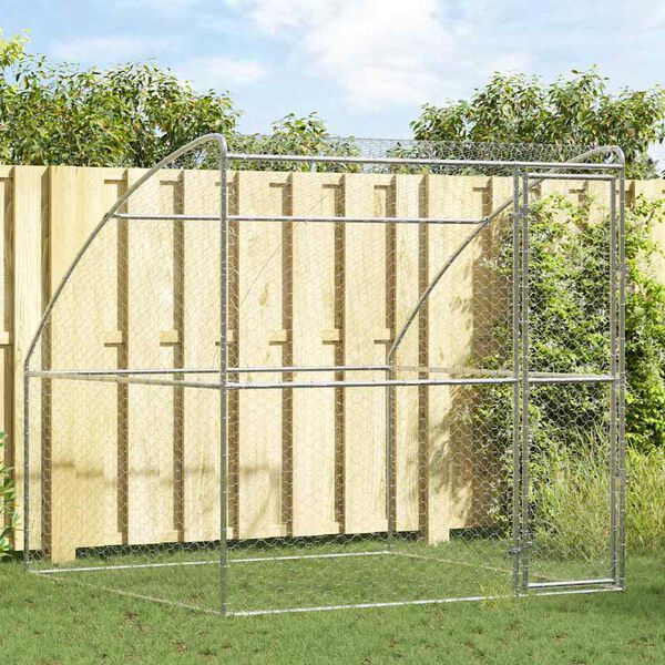 vidaXL Dog Kennel Silver 6.56 x 6.56 x 6.56 ft Galvanised steel