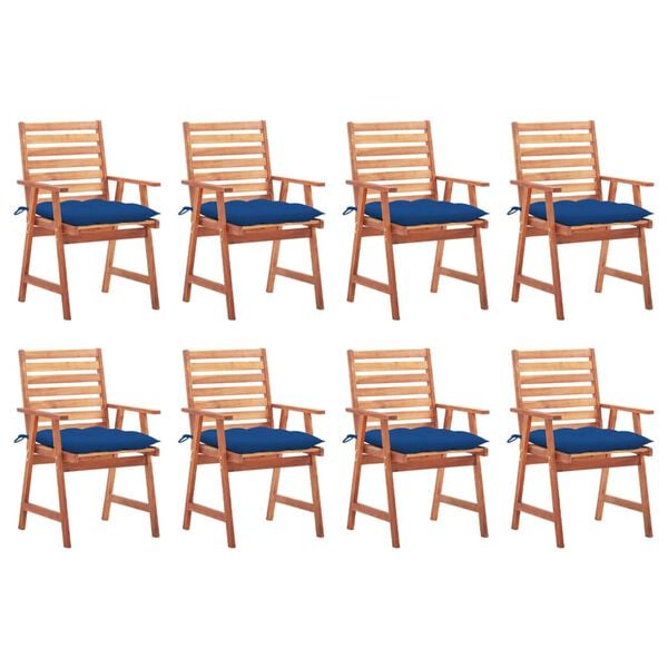 vidaXL Patio Chair Set of 8 Natural wood Solid Acacia wood Standard