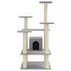 vidaXL Cat Tree Light Grey Engineered Wood, Plush, Sisal Medium Durable