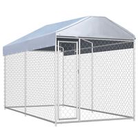 vidaXL Outdoor Dog Kennel with Canopy Top 150.4"x75.6"x88.6"