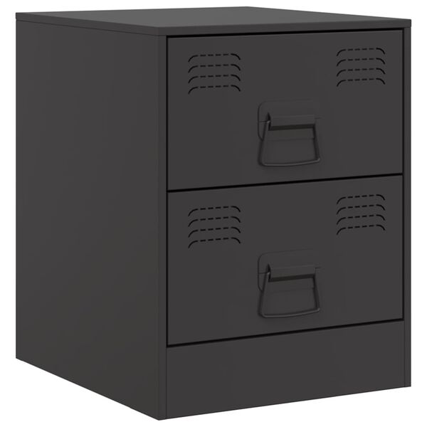 vidaXL Bedside Cabinet Black Steel Medium Bedside Cabinet Rectangular