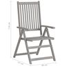 vidaXL Garden Chair Set of 4 Grey Solid acacia wood, 100% polyester