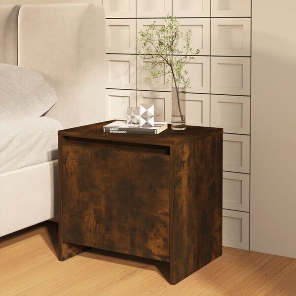 vidaXL Bedside Cabinet Set of 2 Smoked Oak Engineered Wood Medium