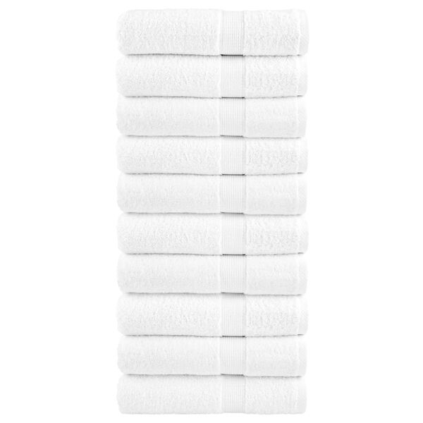 vidaXL Shower Towel Set of 10 White 100% cotton 27.6 x 55.1 in