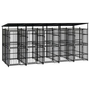 vidaXL Dog Kennel Black Powder-coated steel Large Dog Kennel