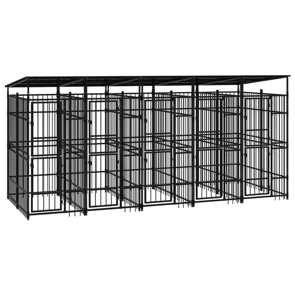 vidaXL Dog Kennel Black Powder-coated steel Large Dog Kennel