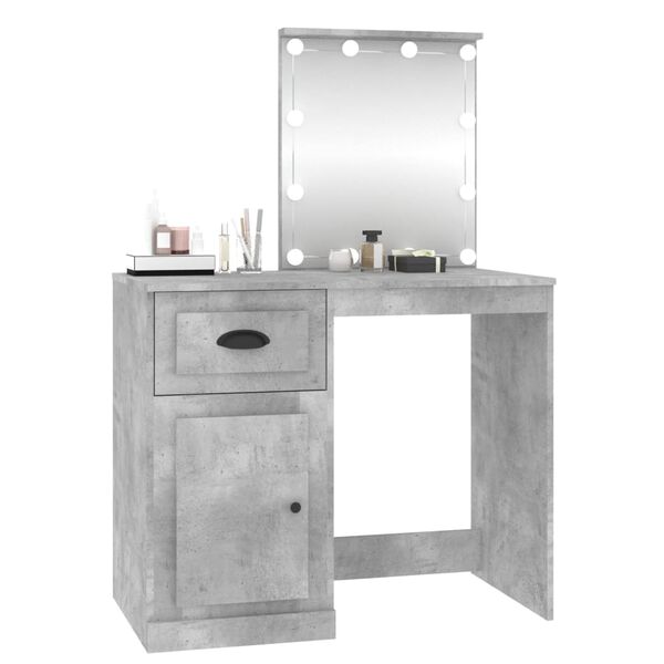 vidaXL Dressing Table Concrete gray Engineered wood, acrylic Medium