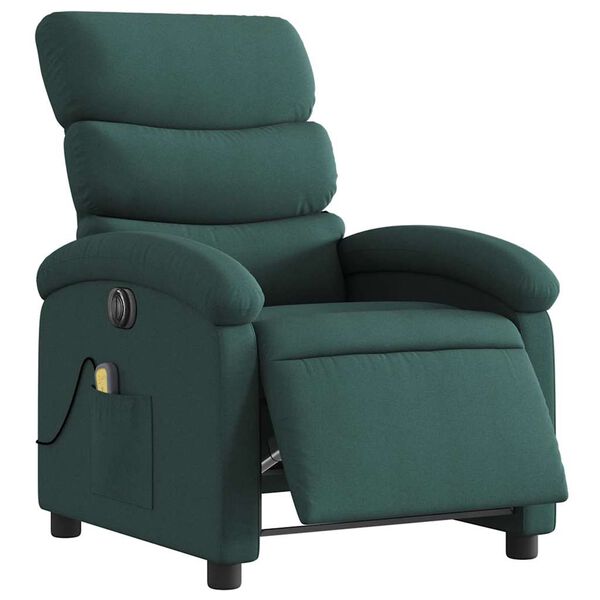 vidaXL Electric Massage Recliner Chair Dark Green Polyester Compact