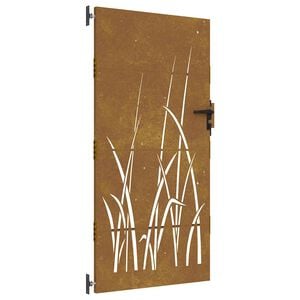 vidaXL Garden Gate 33.5x78.7" Corten Steel Grass Design