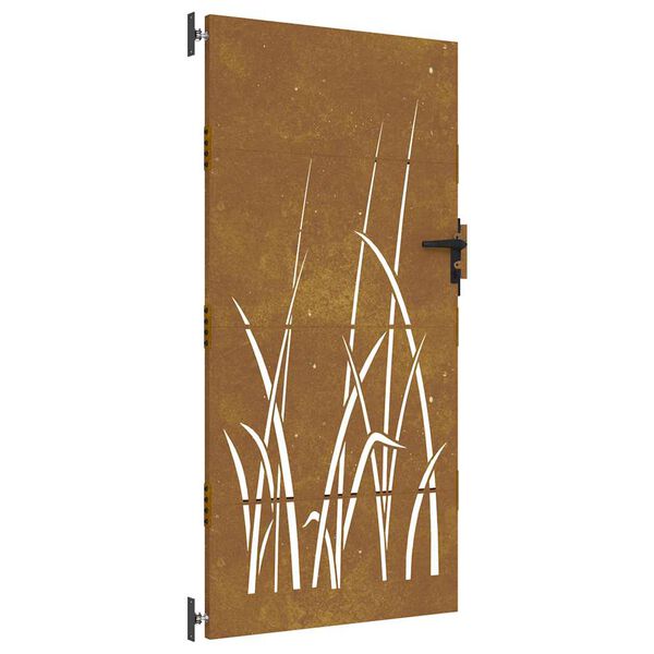 vidaXL Garden Gate 33.5x78.7" Corten Steel Grass Design
