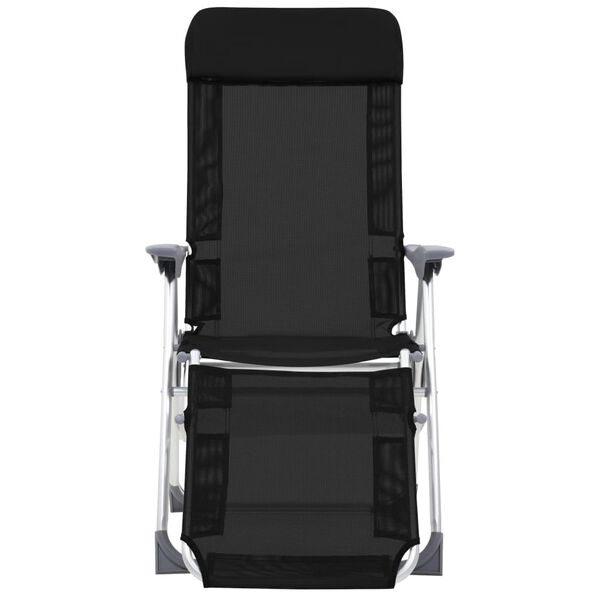 vidaXL Camping Chair Set of 2 Black Textilene Adjustable Footrests