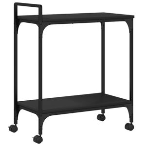 vidaXL Kitchen Trolley Black 23.8"x12.2"x28.5" Engineered Wood