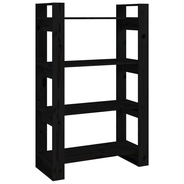 vidaXL Book Cabinet Black Solid Pine Wood Medium Book Cabinet