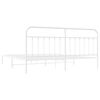 vidaXL Bed Frame White Powder-Coated Steel 76 in x 80 in Industrial