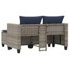 vidaXL Garden Sofa Grey PE rattan Large Removable Covers Outdoor Sofa