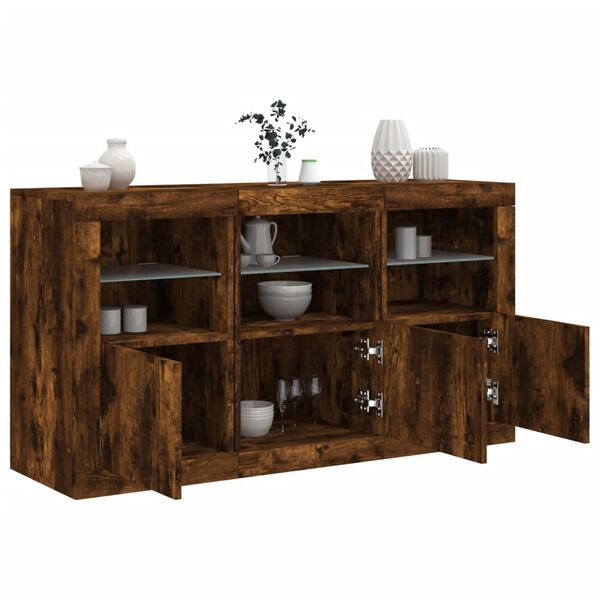 vidaXL Sideboard Smoked oak Engineered wood, glass