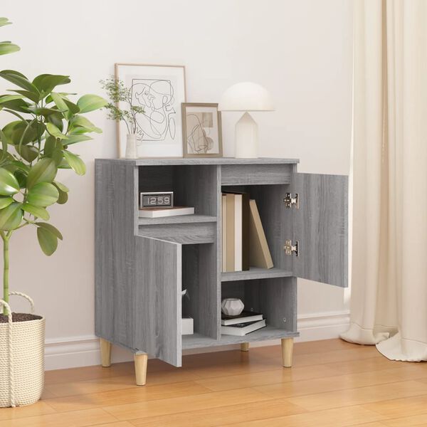 vidaXL Sideboard Grey Sonoma Engineered wood, solid eucalyptus wood