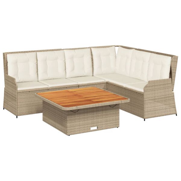 vidaXL Patio Lounge Set Beige and Brown
