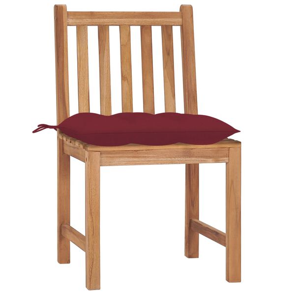 vidaXL Patio Chair Set of 8 Teak Teak Wood, 100% Polyester Sturdy