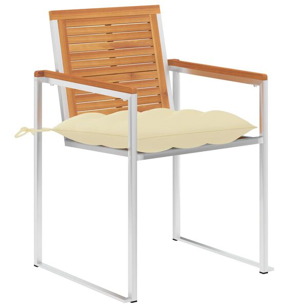 vidaXL Patio Chairs with Cushions 2 pcs Solid Acacia Wood and Steel