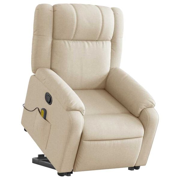vidaXL Stand up Massage Recliner Chair Cream Fabric