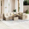 vidaXL Garden Sofa Set Beige PE Rattan Large Adjustable Feet