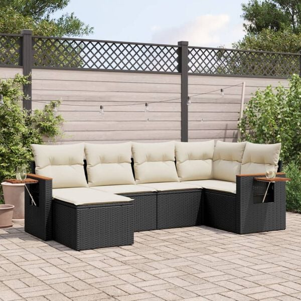 vidaXL Garden Sofa Set Black, Cream White
