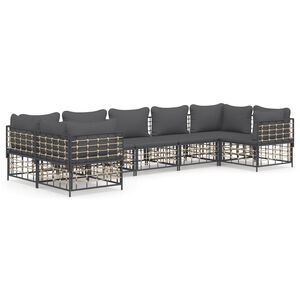 vidaXL Garden Lounge Set Anthracite Poly rattan Large Modular