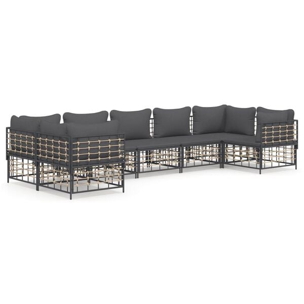 vidaXL Garden Lounge Set Anthracite Poly rattan Large Modular