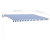 vidaXL Manual Retractable Awning with Posts 13.1'x9.8' Blue and White